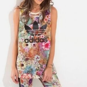 Adidas Confete Multicolor Floral Tank Size Medium